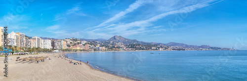 Panorama of Malagueta beach in Malaga