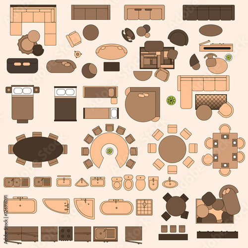 Furniture in top view