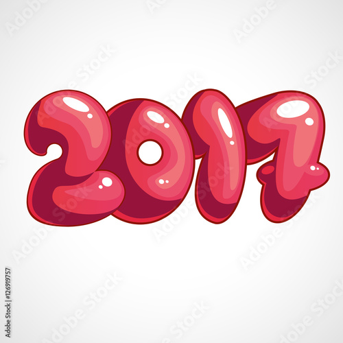 Cartoon vector illustration of 2017