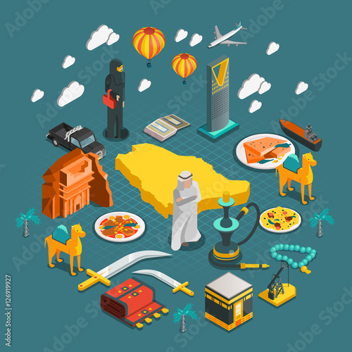 Saudi Arabia Isometric Composition