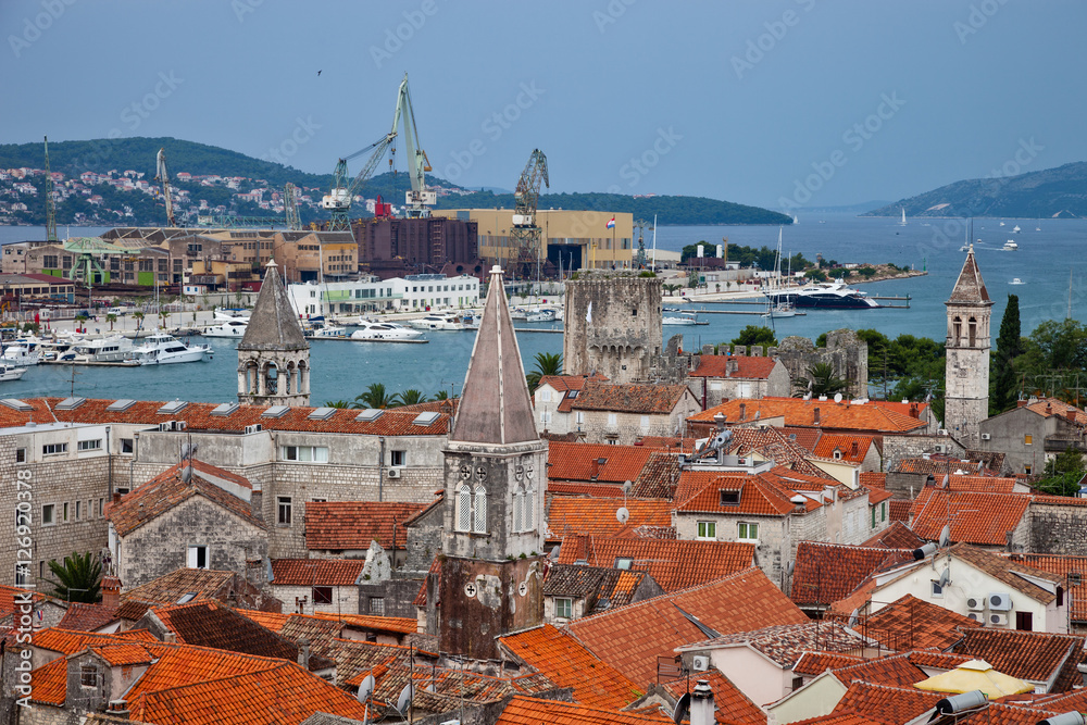 Roof tops of the old town of Trogir, Croatia.
