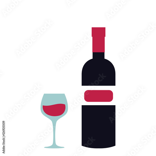 Wine bottle with glass vector illustration design