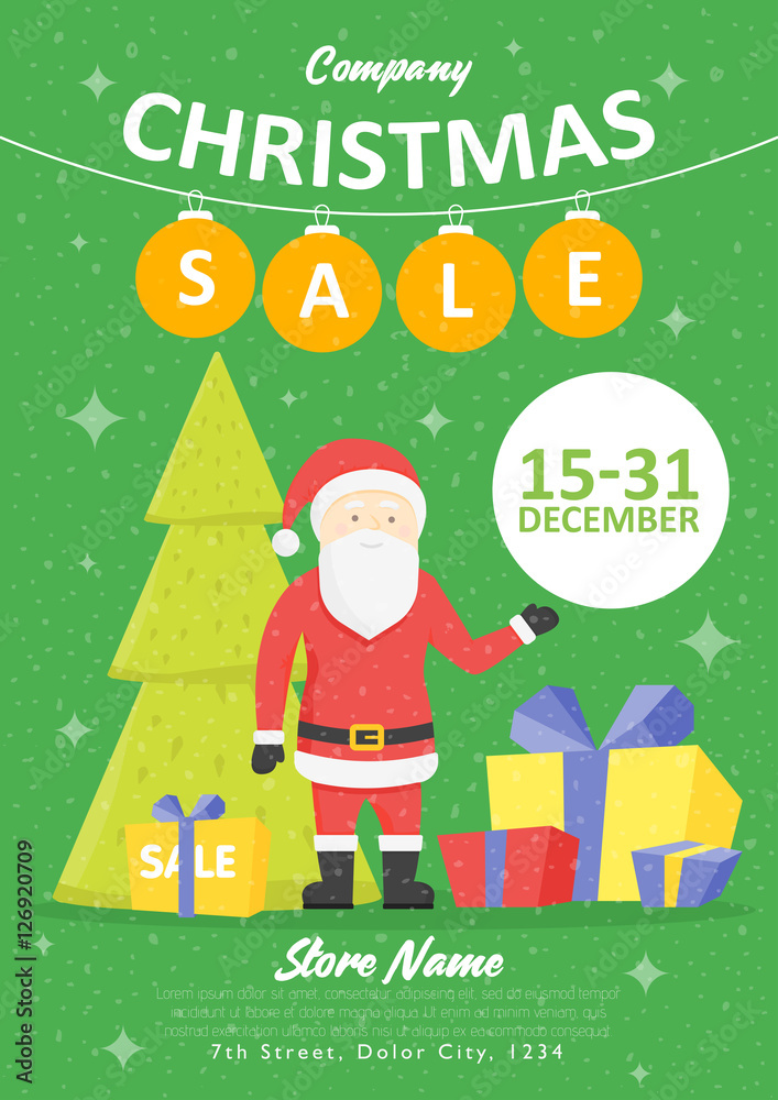 Fototapeta premium Sale holiday website banner templates. Christmas and New Year illustrations for social media banners, posters, email and newsletter designs, ads, promotional material