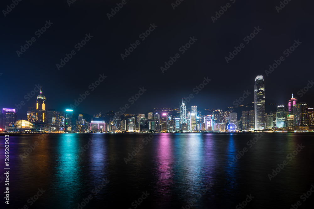 Nightview of Victoria Harbour in Hong Kong (香港 ビクトリアハーバー夜景)