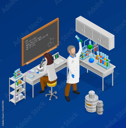 Scientist Isometric Concept Composition 