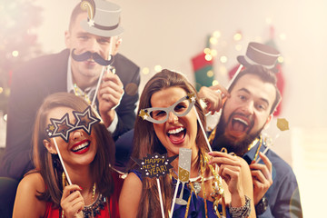 Group of friends celebrating New Year