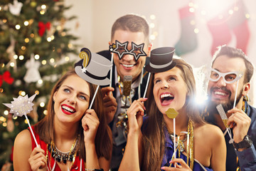 Group of friends celebrating New Year