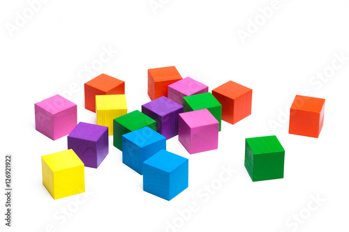 colored children cubes on white isolated background