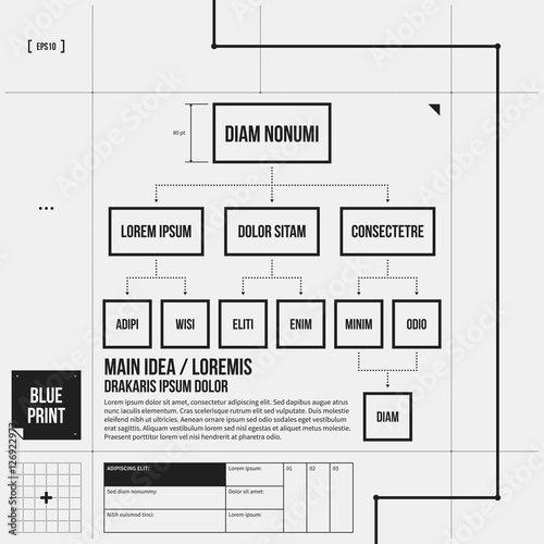 Organization chart template in draft style. EPS10