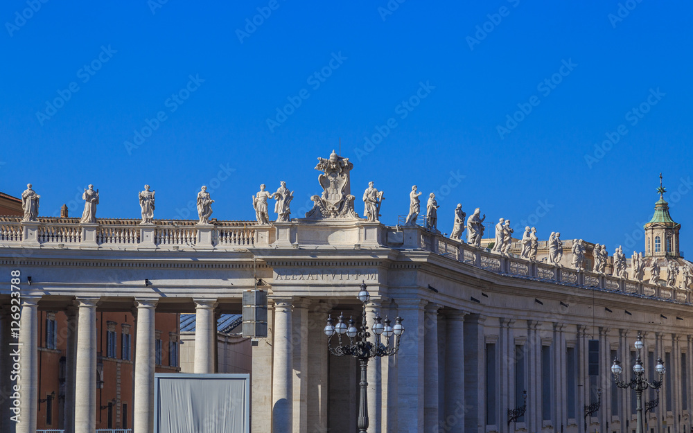 The balustrade and colonnade at the St. Peter's Square in Rome
