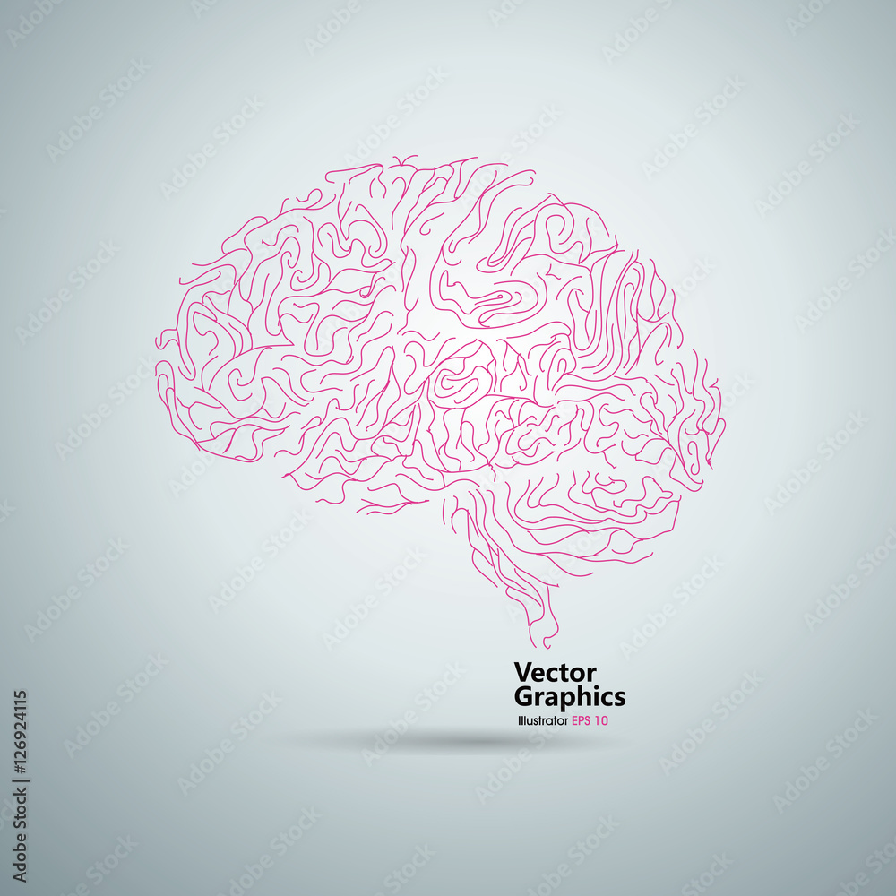 Line composed of brain graphics, vector illustration. Line composed of brain graphics, vector illustration.