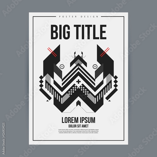 Poster design template with abstract geometric element. Useful for book and magazine covers and advertizing.
