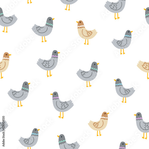 Pigeons seamless pattern