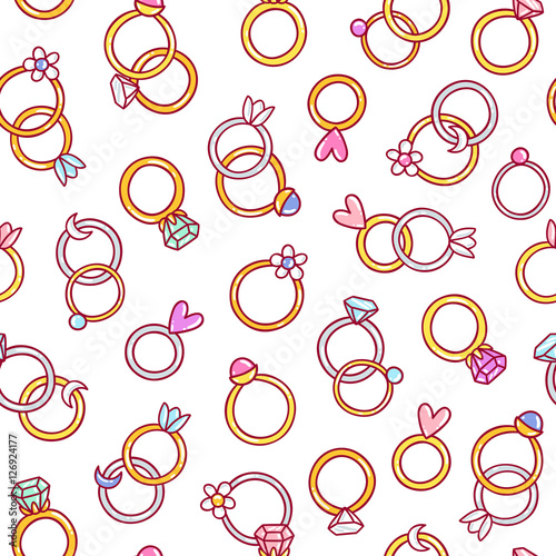 Shiny diamond rings seamless pattern