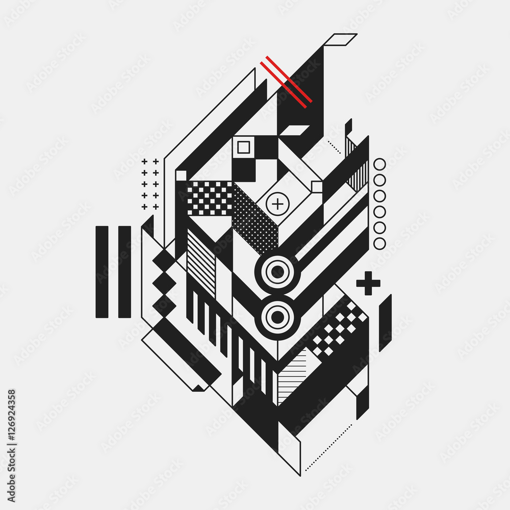 Fototapeta premium Abstract geometric element in futuristic style isolated on white background. Useful for prints and posters.