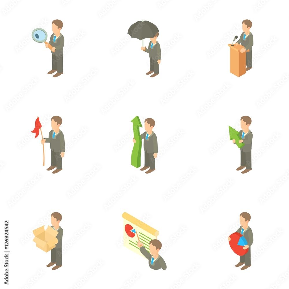 Management icons set. Cartoon illustration of 9 management vector icons for web