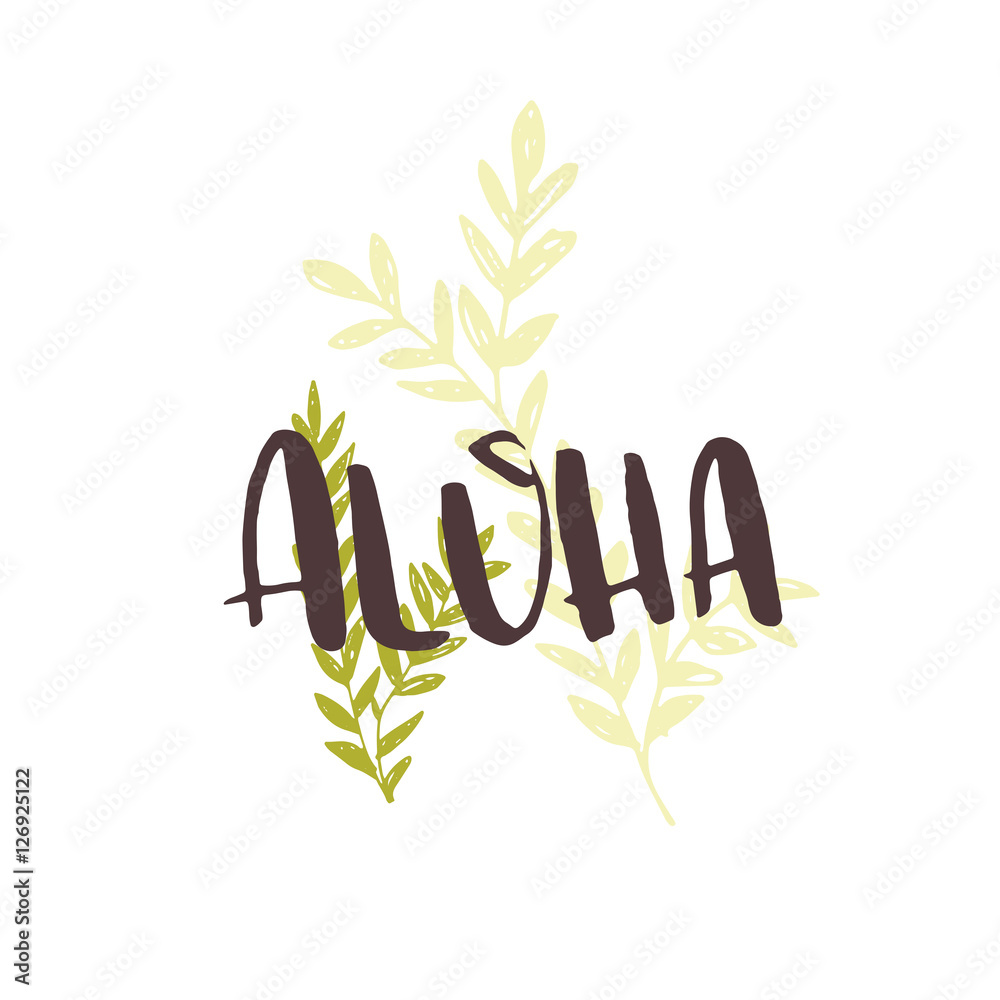 Aloha. Hand lettering vector illustration. Stock Vector | Adobe Stock