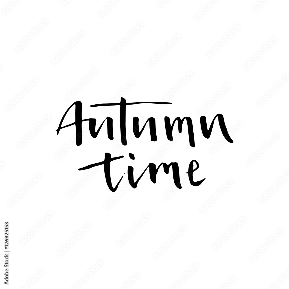 Autumn time. Seasonal vector illustration of handwritten lettering