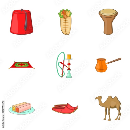 Turkey country icons set. Cartoon illustration of 9 Turkey country vector icons for web