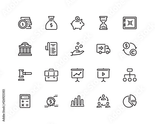 Business outline style icon set