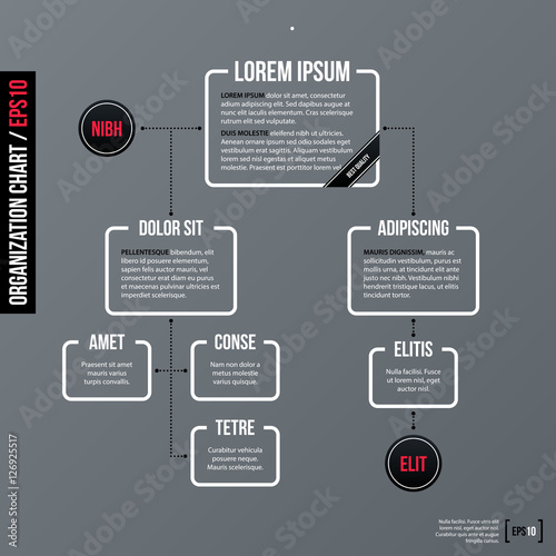 Modern business organization chart template on gray background. Neutral corporate style.