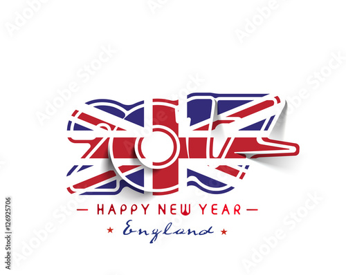 Happy new year 2017 with U.K Flag Pattern