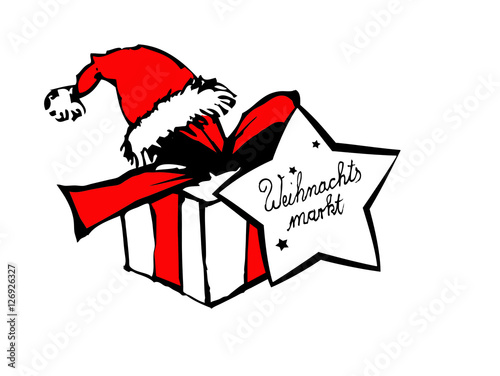 Geschenk mit Weihnachtsmütze