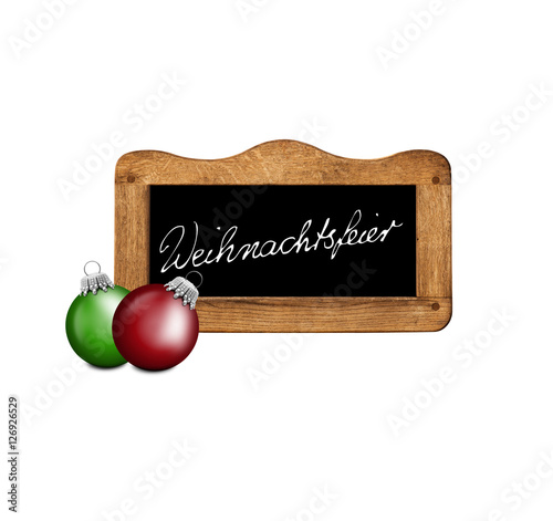Holzschild Wihnachten mit Christbaumkugeln