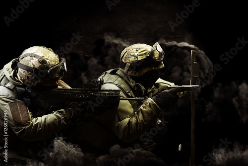 The man in the image of a member of the special forces with weap © sanmartial