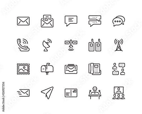 Communication outline icon set