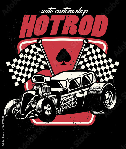 hot rod auto custom shop badge
