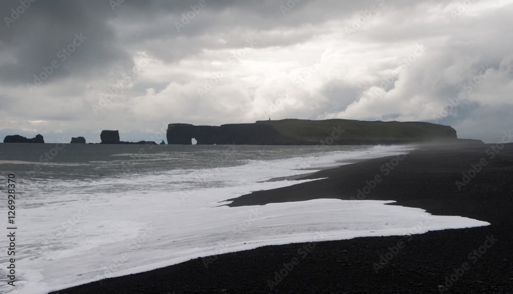 Icelandic coast with black volcanic sand
