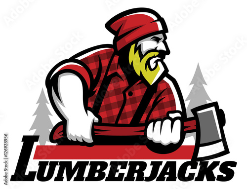 lumberjack mascot holding the axe photo