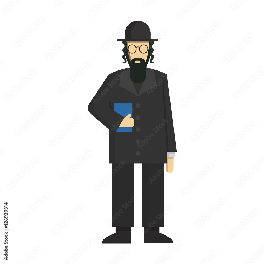Isolated jewish rabbi standing on white background Isolated jewish rabbi standing on white background
