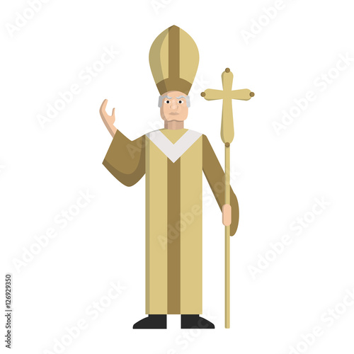 Isolated catholic pope standing on the white background. Concept of christianity, vatican and italy.