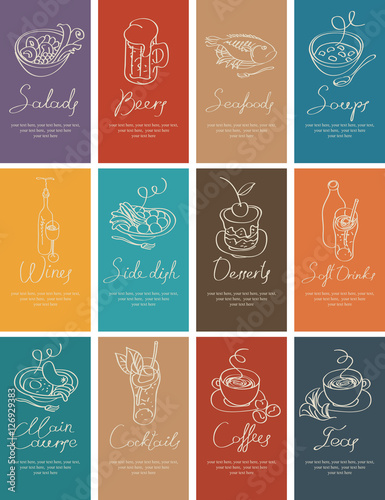 set of business cards with different dishes