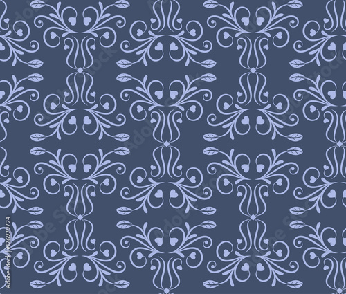 Damask floral ornament. Seamless pattern. Vintage.  Luxury texture for wallpapers and backgrounds.  Vector illustration.