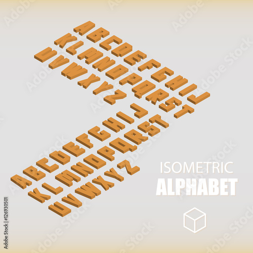 Set of isometric alphabet orange.