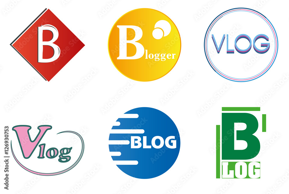 logos, icons, badges for blog and vlog. logos, icons, badges for blog and vlog.