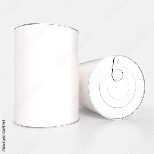 Metal food container mock up. Isolated. 3d illustration