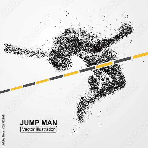 High jump man,Vector graphics composed of particles.