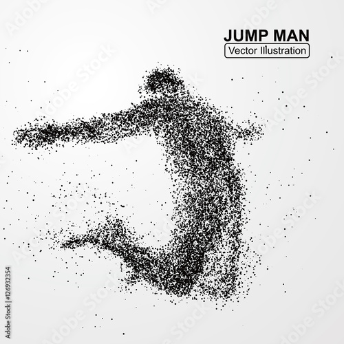 Jump man,Vector graphics composed of particles.