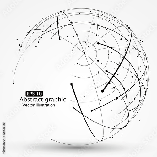 Point and curve constructed the sphere wireframe, technological sense abstract illustration.