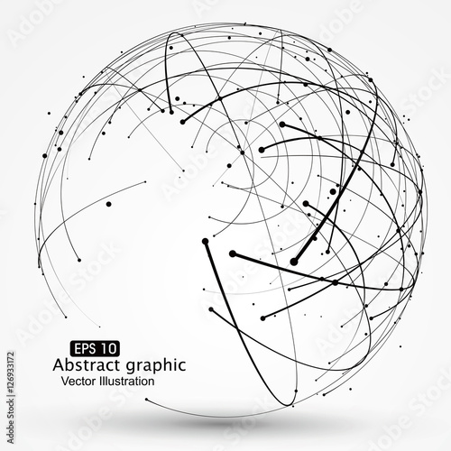Point and curve constructed the sphere wireframe, technological sense abstract illustration.