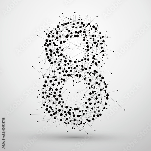 Arabic numerals font design  consisting of points and lines  there is a sense of font design network technology.
