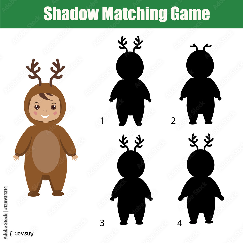 Shadow matching game. Christmas theme, kids activity, worksheet Stock ...