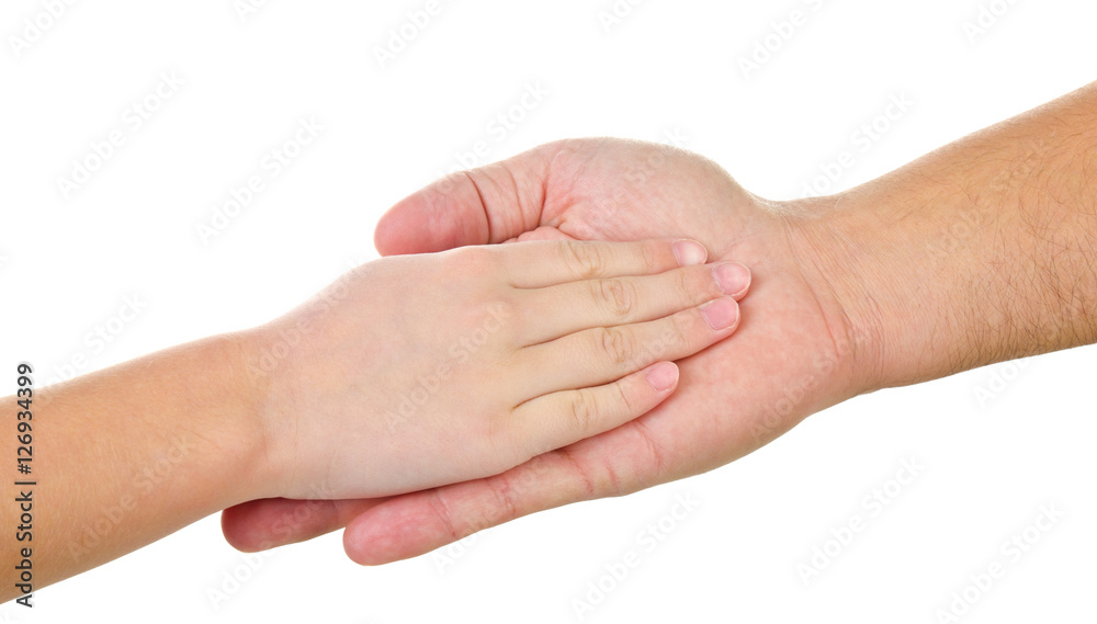 Children's hand in a man's palm Children's hand in a man's palm