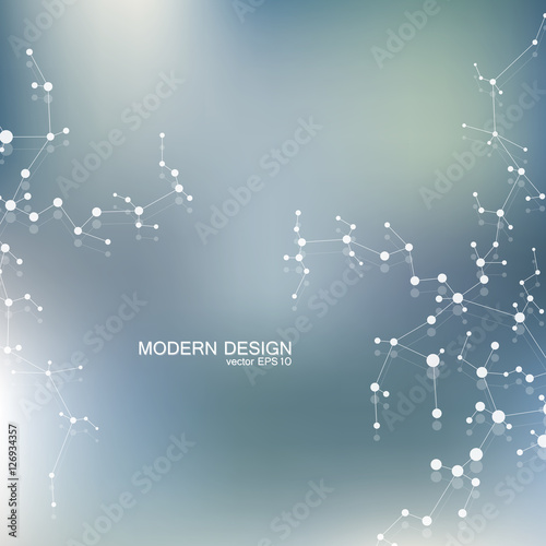 Structure molecule of DNA and neurons. Structural atom. Chemical compounds. Medicine, science, technology concept. Geometric abstract background. Vector illustration for your design.