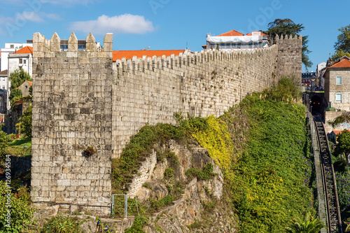 The old city wall in Porto in Portugal photo