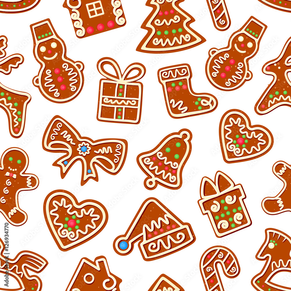 Christmas gingerbread with icing seamless pattern Christmas gingerbread with icing seamless pattern